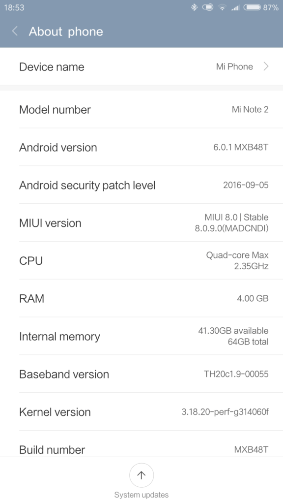 Xiaomi Mi Note 2 nastavení 2