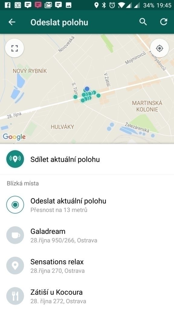 Volba sdílení či pozice