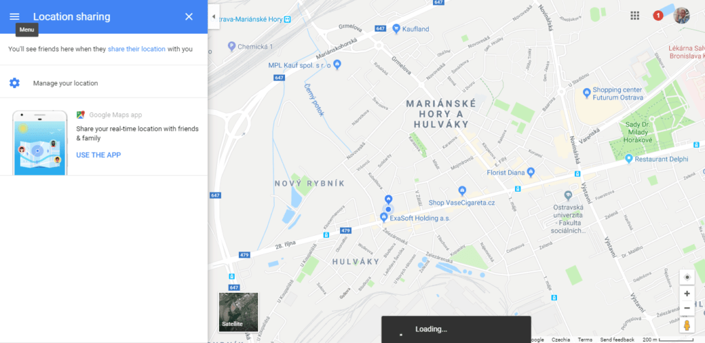 Zobrazení polohy v Mapách Google