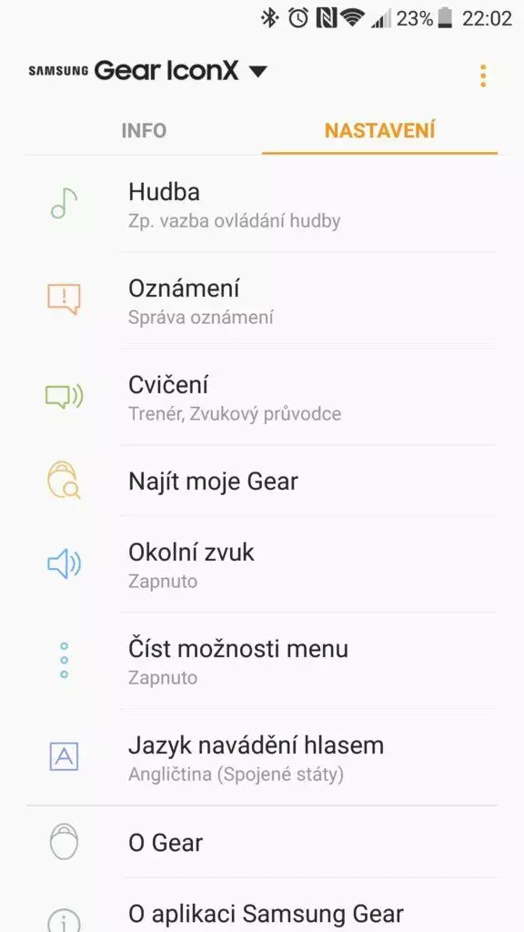 Samsung Gear IconX (2018) app