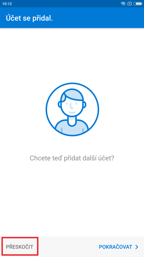 Nabídka přidání účtu