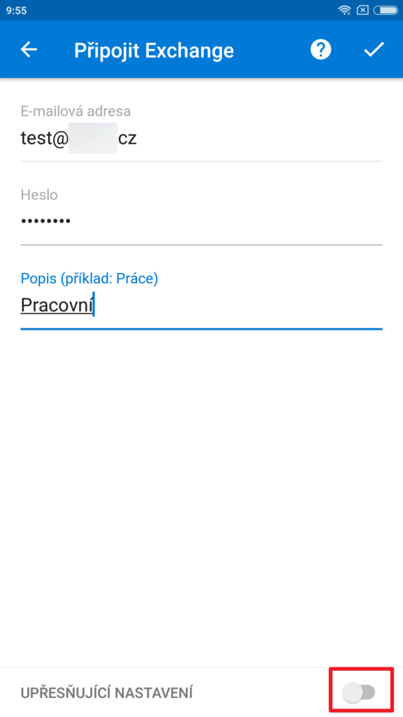 Přepněte na upřesňující nastavení