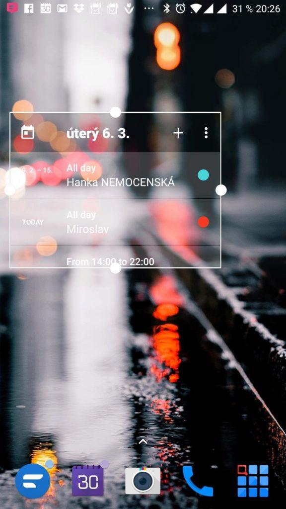 Rozměry widgetu lze měnit