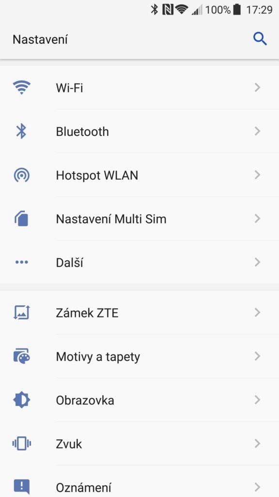 ZTE Axon 7 nastavení