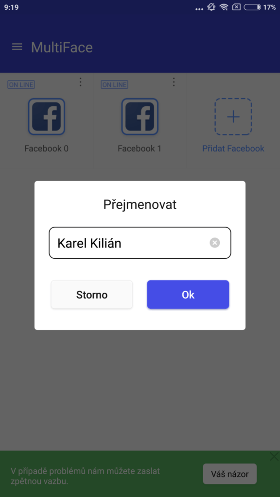 Přejmenování ikony - MultiFace