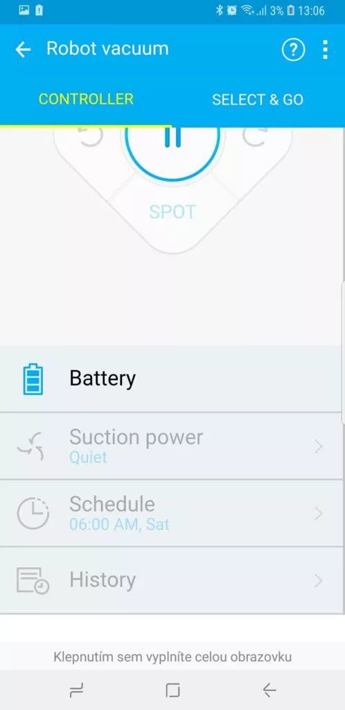 baterie aplikace samsung smarthome powerbot vr9300