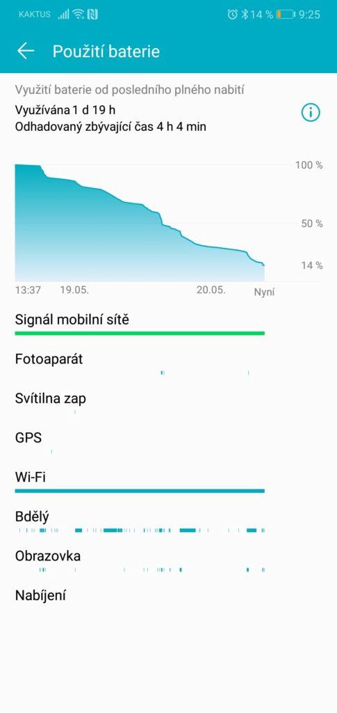 Honor 10 výdrž baterie a nabíjení