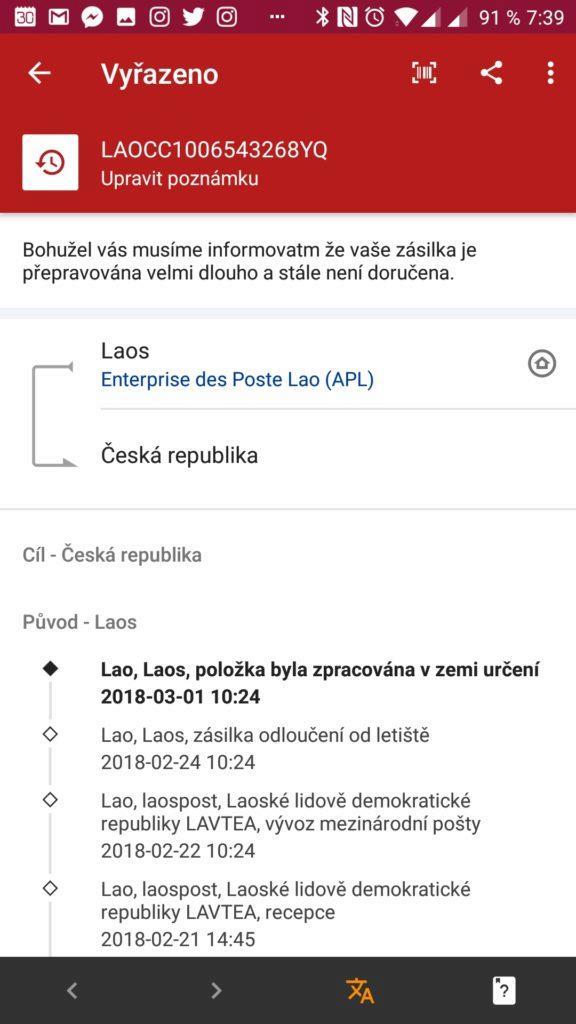 Informace o zásilce 17Track
