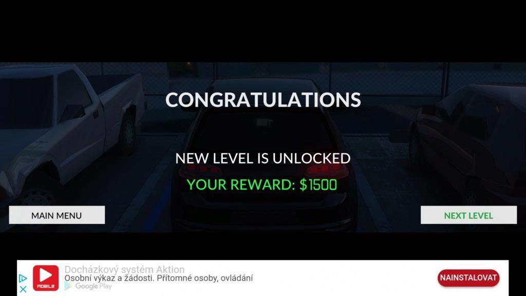Za splněný level dostanete odměnu Real Car Parking 2