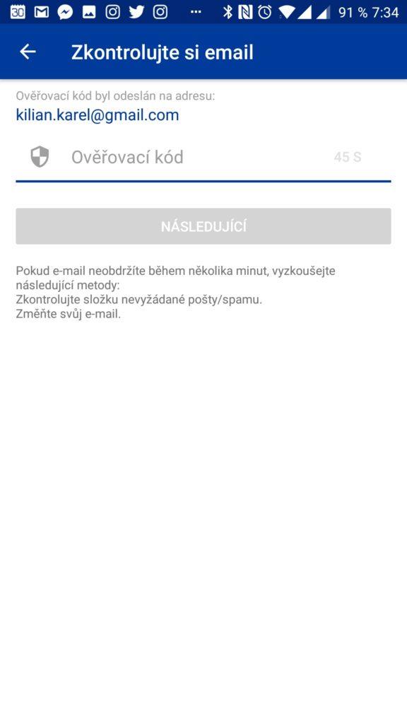 Zadání ověřovacího kódu 17Track