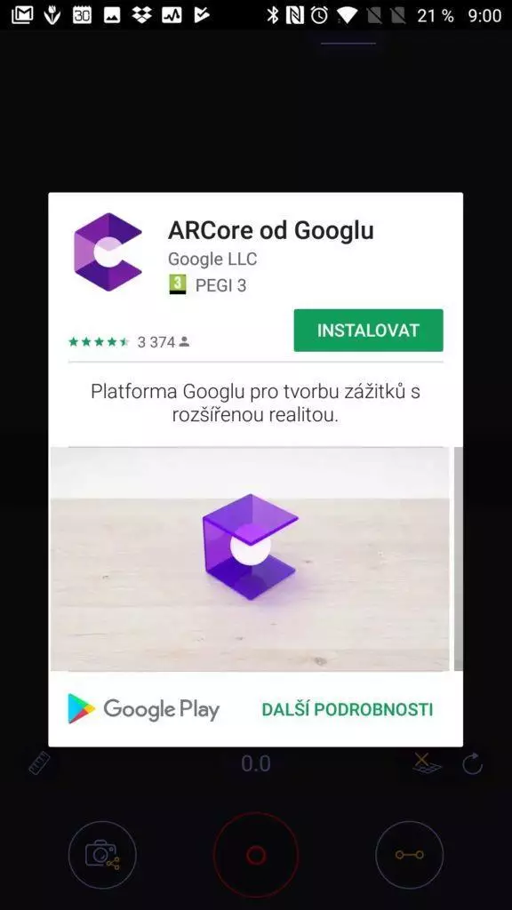 Instalace ARCore od Googlu