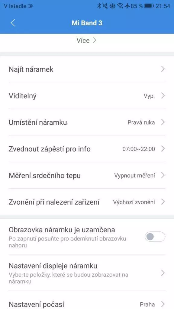 Xiaomi Mi Band 3 nastaveni Mi Fit
