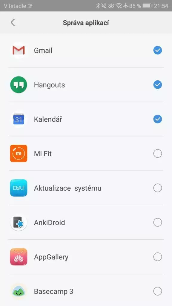 Xiaomi Mi Band 3 notifikace