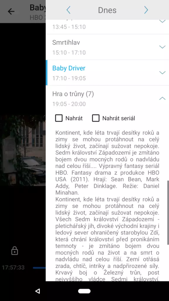 nahravani sledovani tv