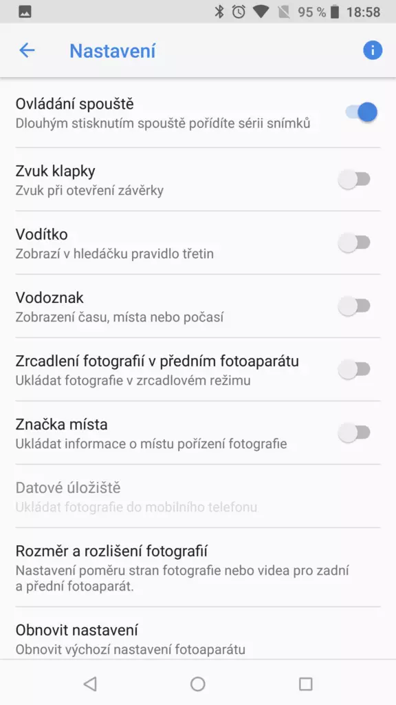 nastaveni fotoaratu nokia 8 sirocco