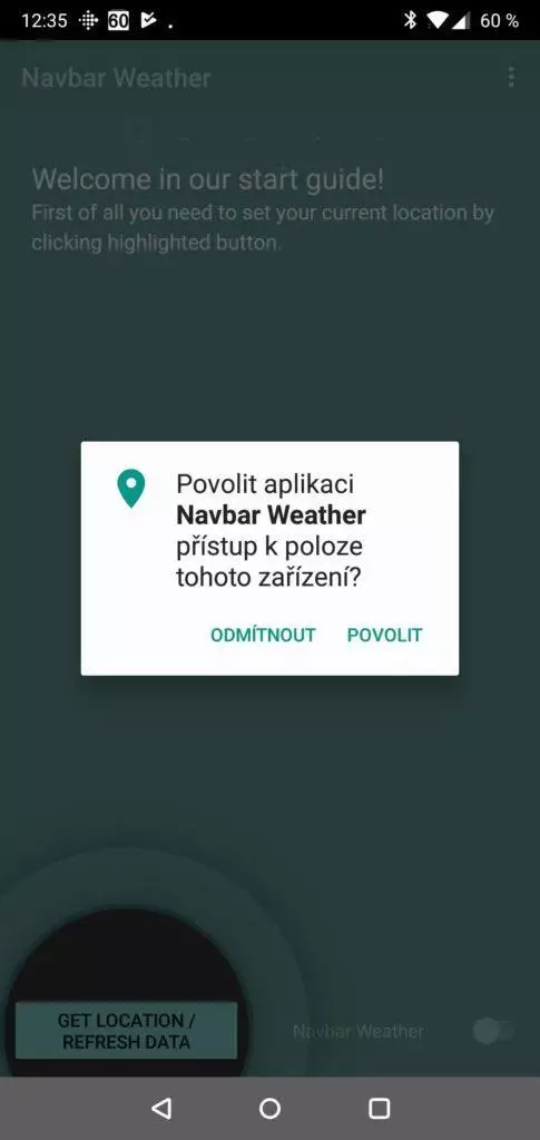 navbar weather povoleni poloha
