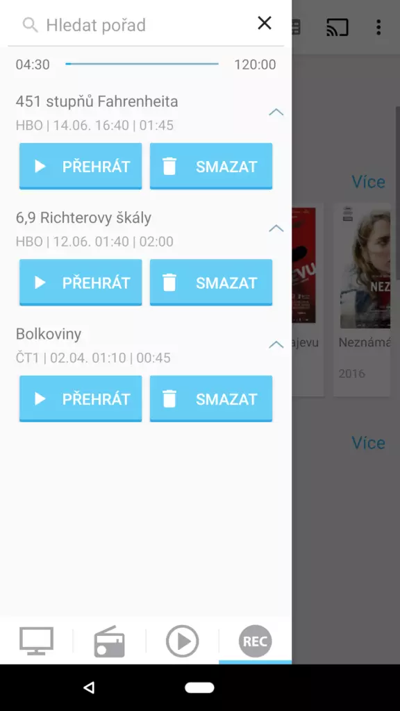 sledovani tv nahravani poradu