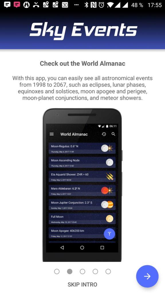 Sky Events obsahuje astronomické události do roku 2067