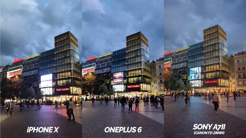 nocni ulice oneplus 6 vs iphone X