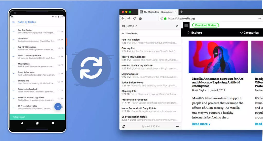 notes by firefox aplikace android web