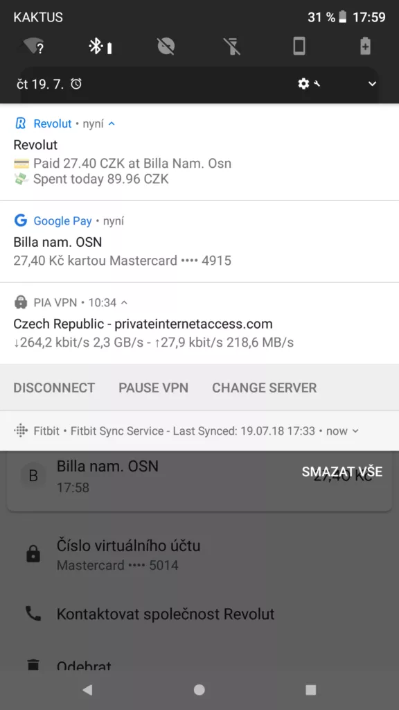 revolut google pay notifikace placeni