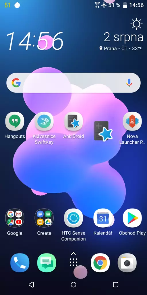HTC U12+ systém Android 8.0 domovska obrazovka
