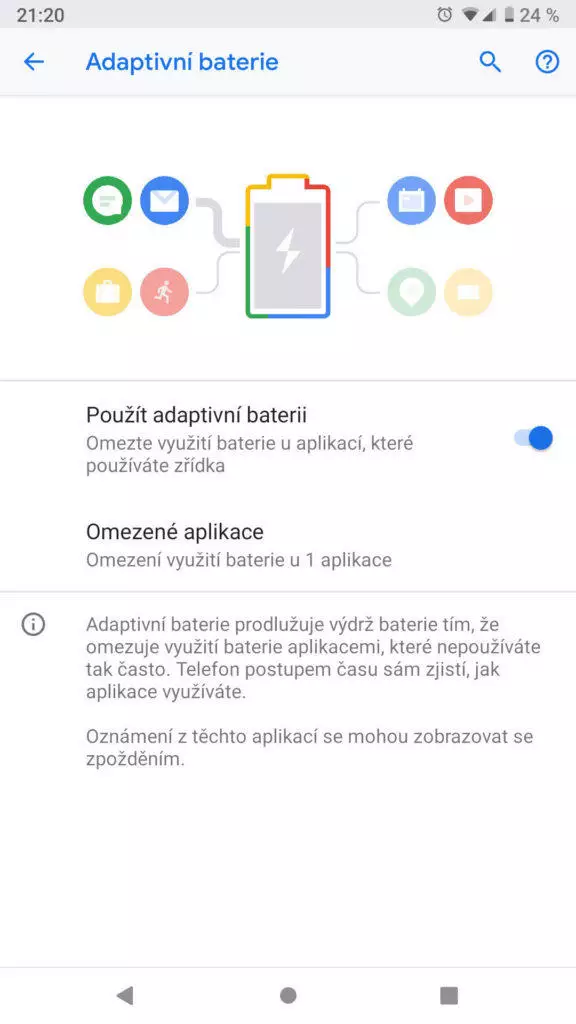 Android 9 Pie adaptivni baterie