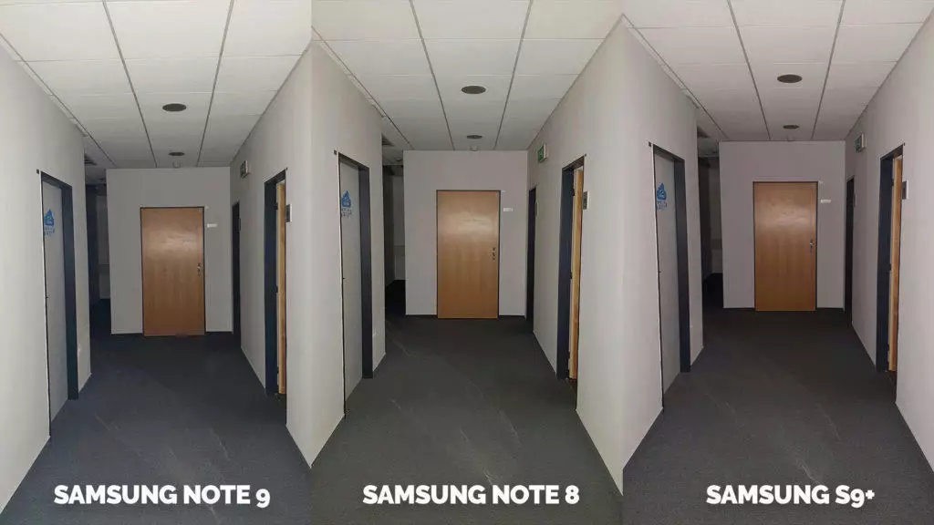 chodba test blesku note 9 vs note 8 vs galaxy s9