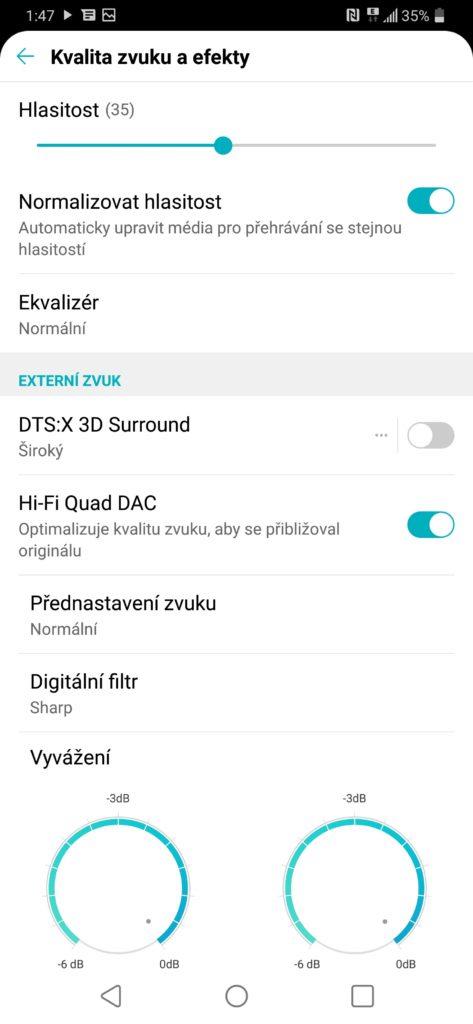 LG G7 ThinQ nastavení zvuku