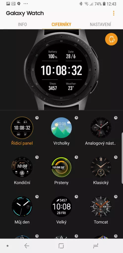 Samsung Galaxy Wearable ciferniky