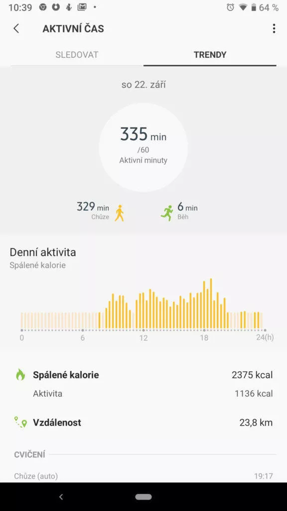 Samsung Health Aktivni cas