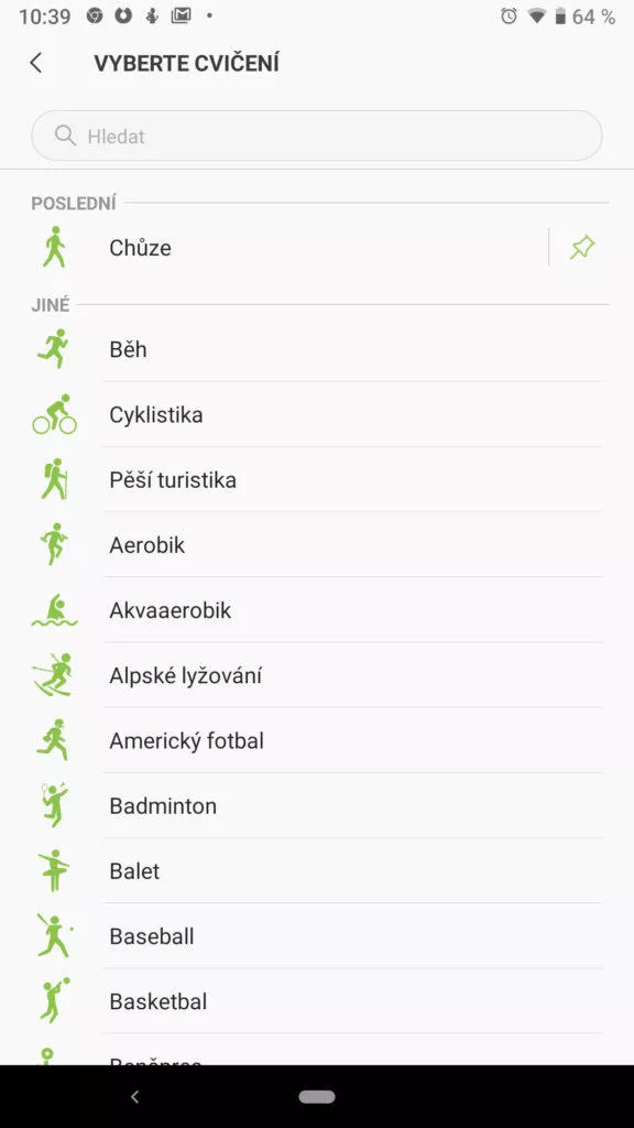 Samsung Health cviceni