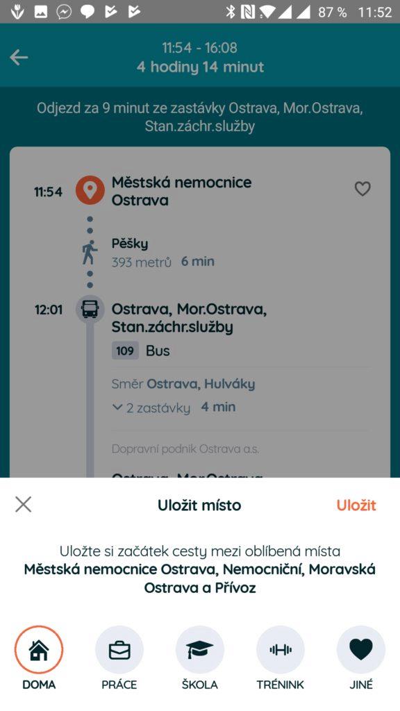 Uložení místa k oblíbeným