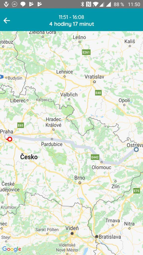 Zobrazení trasy v mapě
