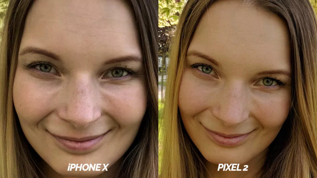 selfie kamera test google pixel 2 vs iphone X