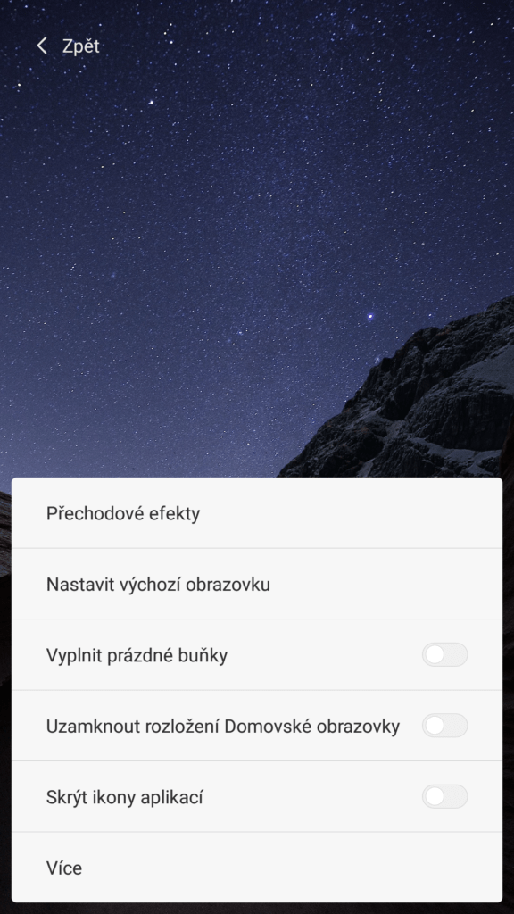 Další možnosti nastavení