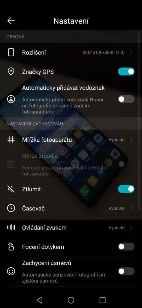 Honor 8x nastaveni fotoaparatu