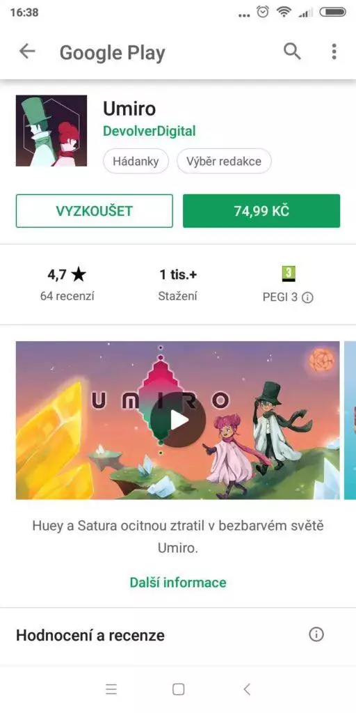 Umiro - placená hra bez instalace