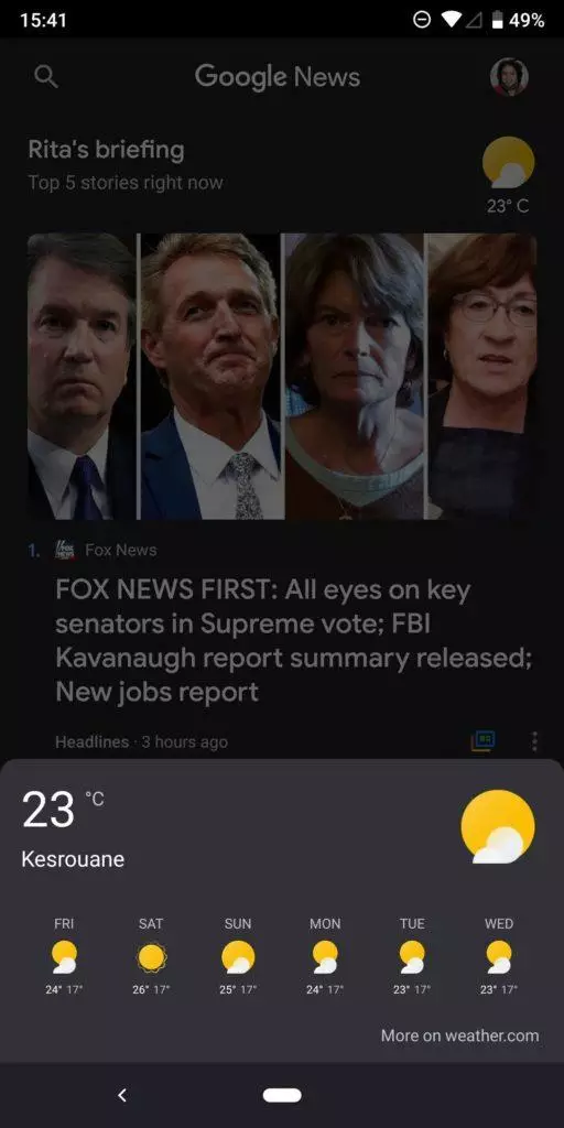 Zprávy Google tmavý režim počasí