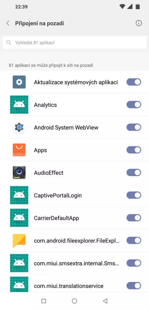 aplikace optimalizace data na pozadi