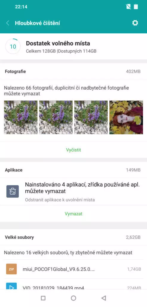 aplikace optimalizace vymazani fotografii