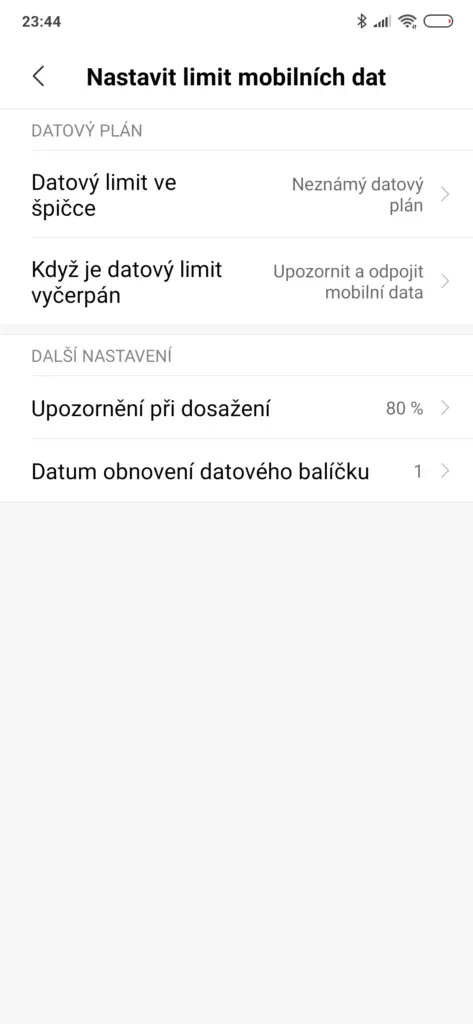 xiaomi limit mobilnich dat