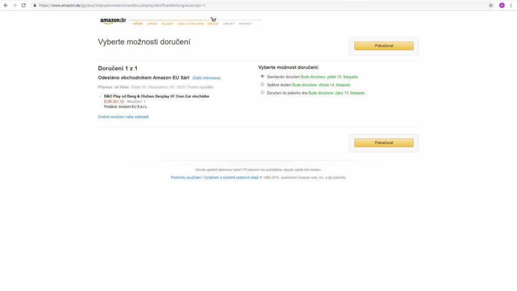Amazon jak nakupovat - možnosti přepravy