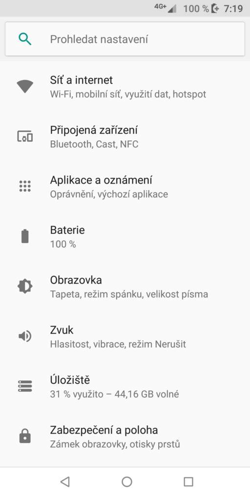 Motorola Moto Z3 Play nastavení