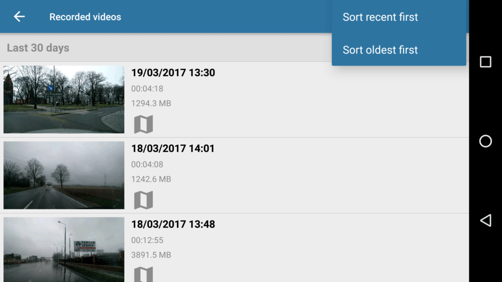 Přehled pořízených záznamů