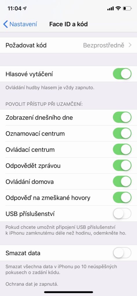 iPhone XS odemykání obličejem