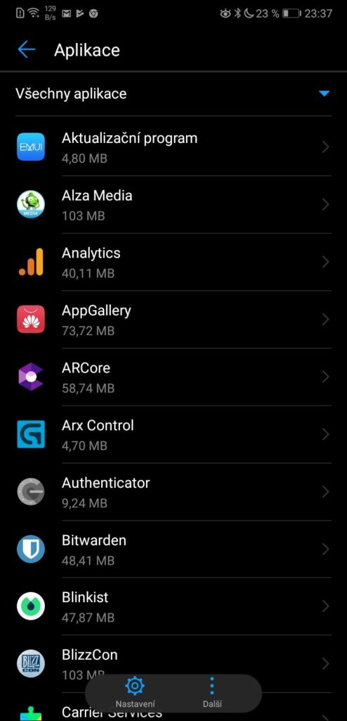 aplikace nastaveni huawei honor emui