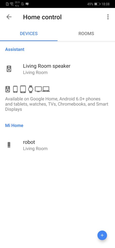 Google Home Assistant Google xiaomi roborock S50 S55 home control