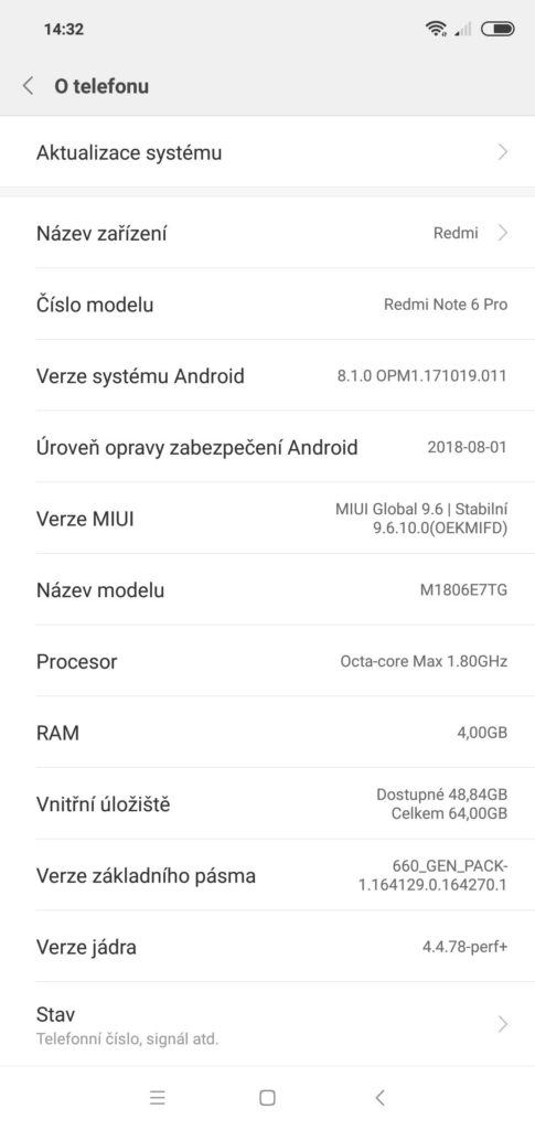 Hardware Xiaomi Redmi Note 6