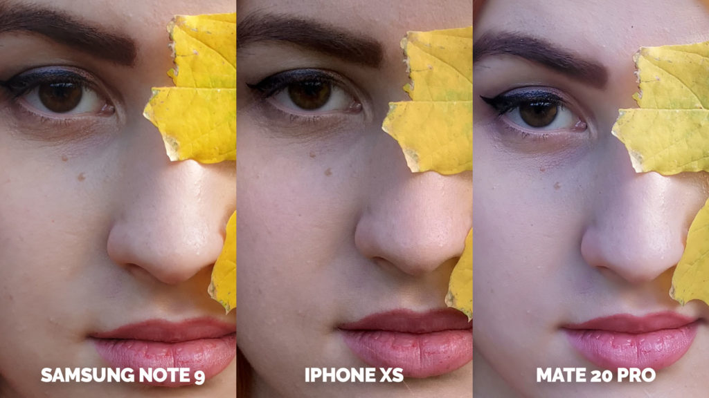 jak foti apple iphone xs vs huawei mate 20 pro vs samsung galaxy note 9 oko tvar detail